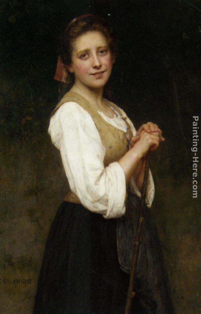 640x1000 Eugenie Marie Salanson Young Shepherdess Painting Anysize 50% Off - Shepherdess Painting