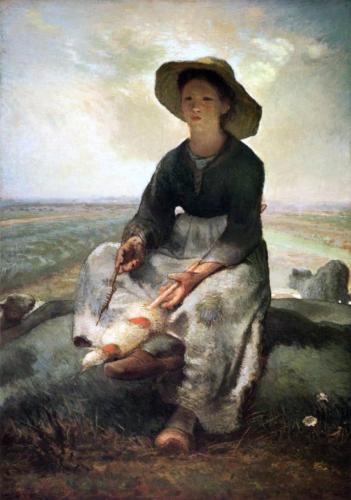 718x1024 Jean Francois Millet Young Shepherdess Oil Painting Oil - Shepherdess Painting