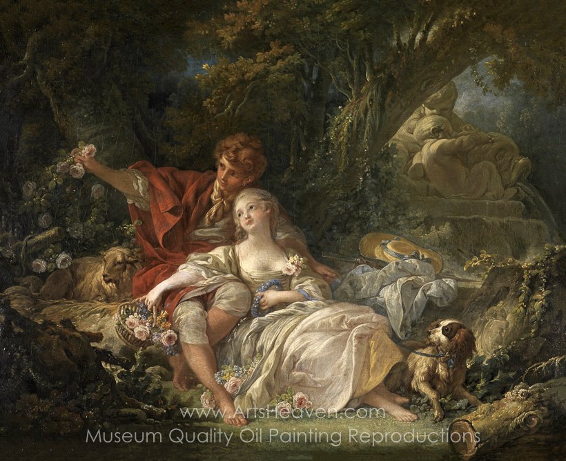 820x667 Reproduction Painting Francois Boucher Shepherd And Shepherdess - Shepherdess Painting