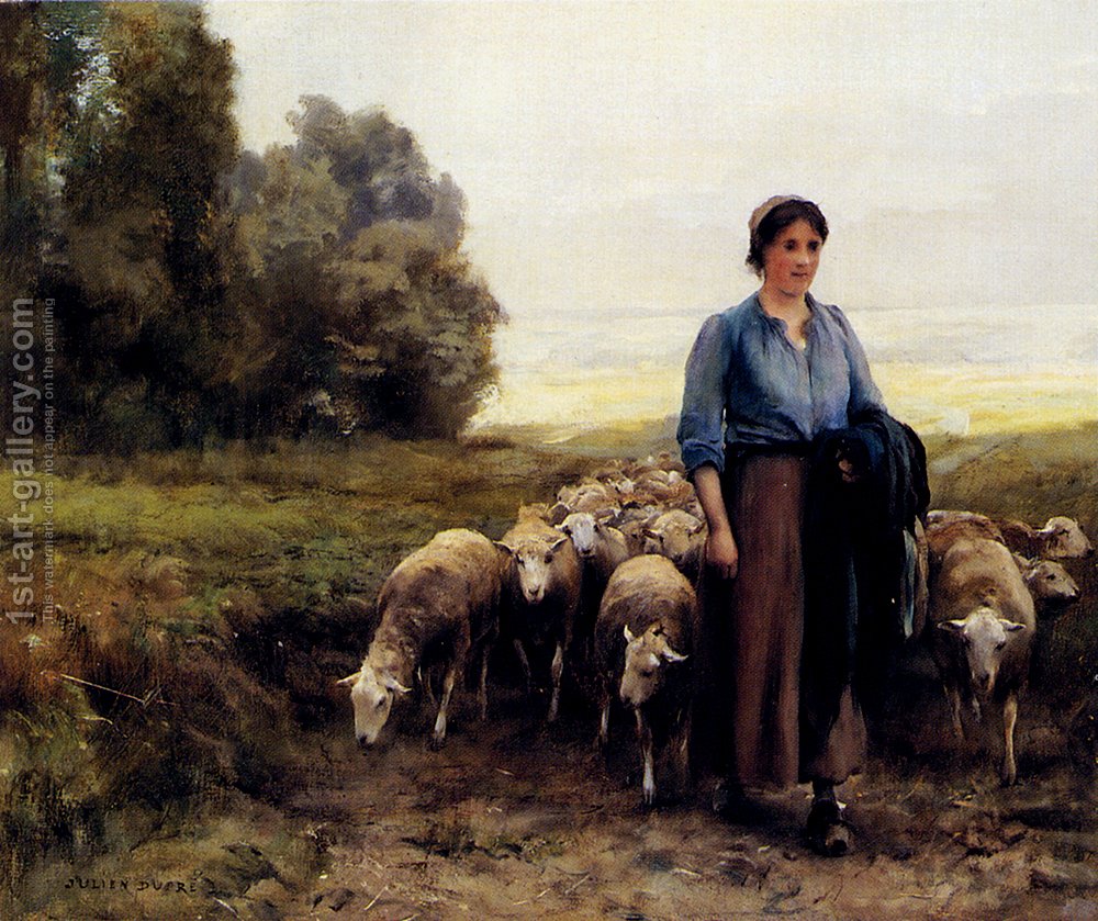 1000x839 Shepherdess With Her Flock Julien Dupre Reproduction 1st Art Gallery - Shepherdess Painting