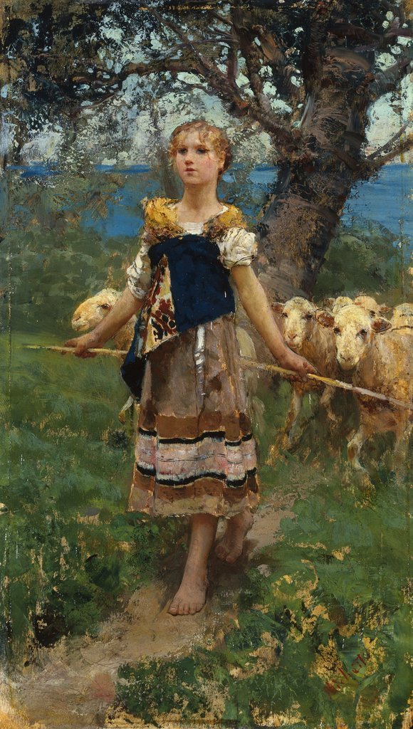 580x1024 The Young Shepherdess Posters Amp Prints By Francesco Paolo Michetti - Shepherdess Painting