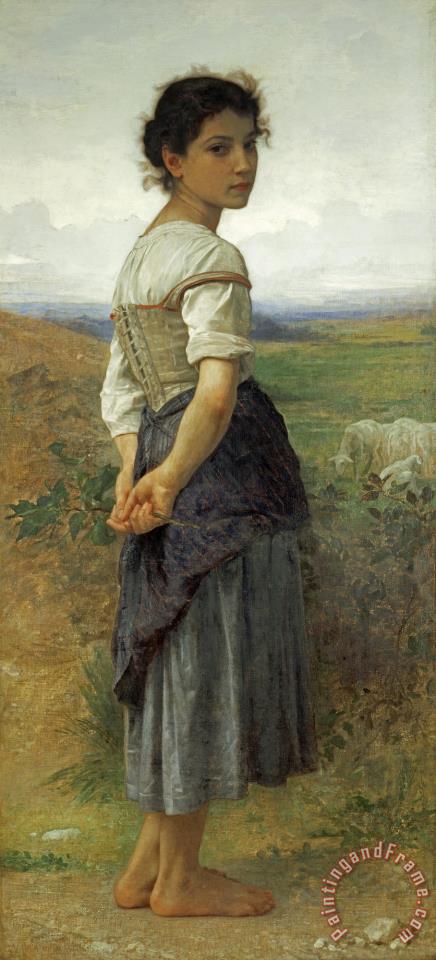 436x960 William Adolphe Bouguereau The Young Shepherdess Painting - Shepherdess Painting