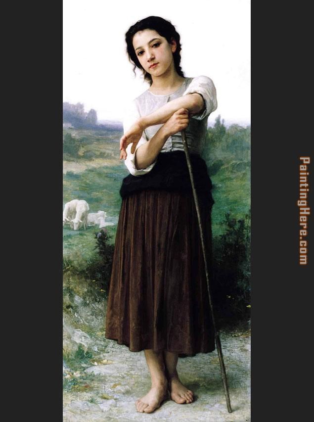 635x853 William Bouguereau Young Shepherdess Standing Painting Anysize 50 - Shepherdess Painting