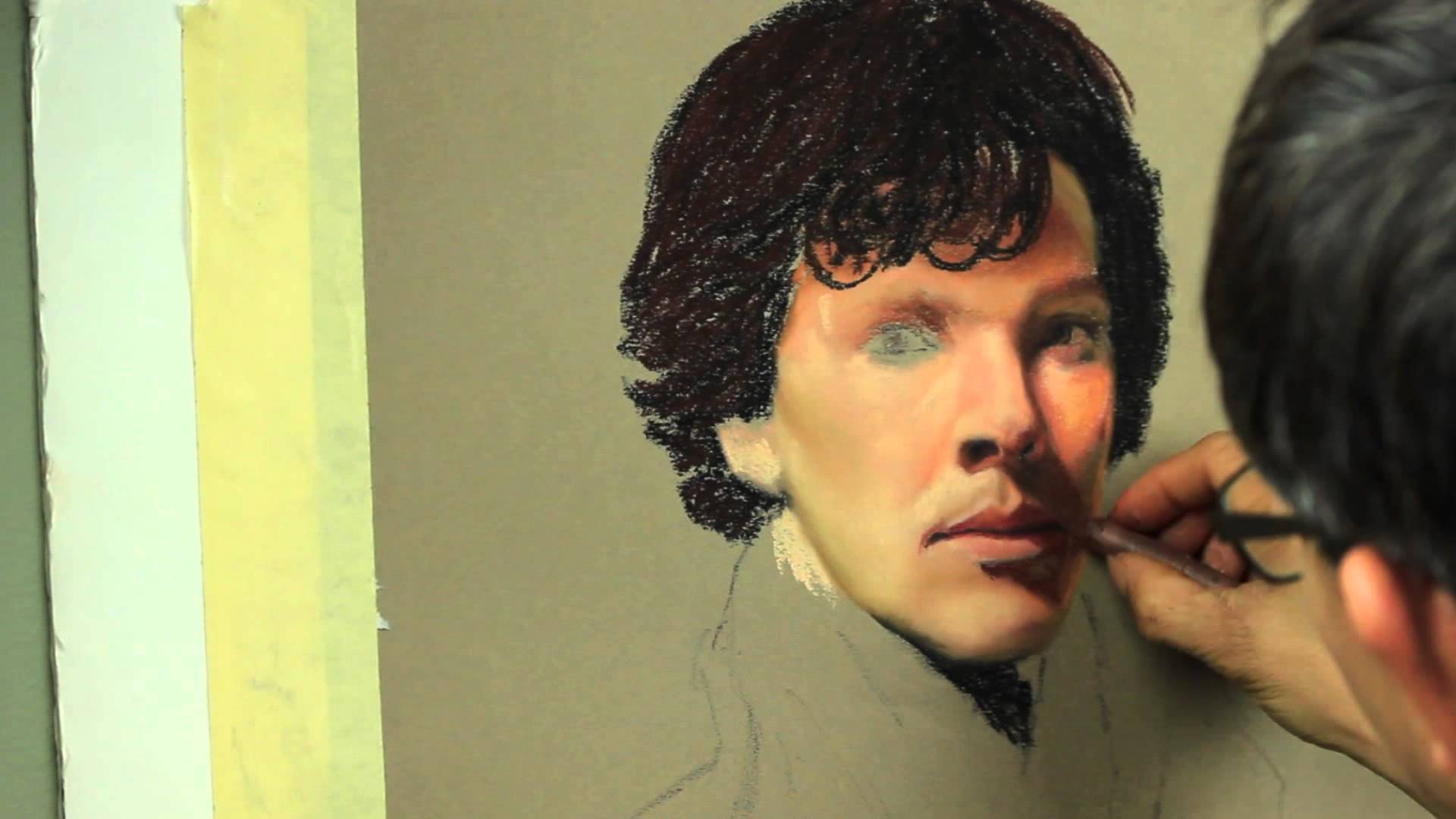 1920x1080 De La David Sherlock Pastel Painting (Time Lapse Video) - Sherlock Painting