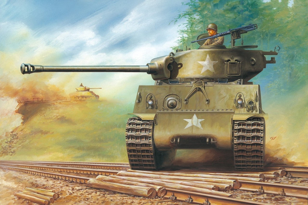 1280x854 Photo Army Tanks Painting Art M4 Sherman - Sherman Tank Painting