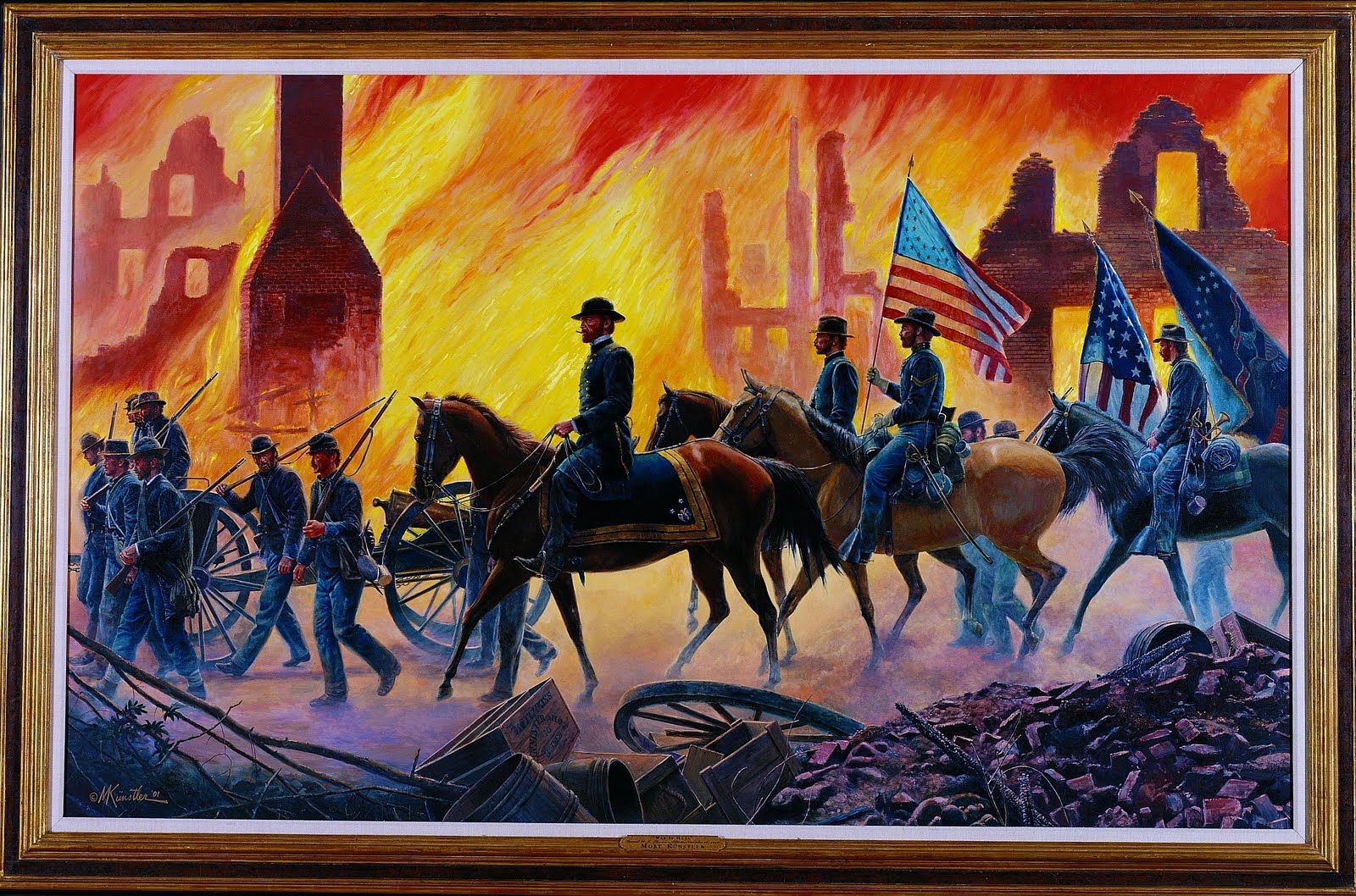 1600x1058 Major General William T. Sherman Moves His Army Out Of Burning - Shermans March Painting