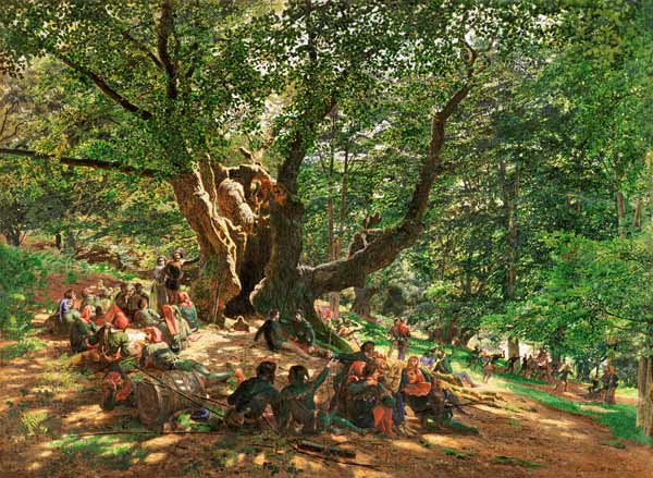 600x439 Robin Hood And His Merry Men In Sherwood - Sherwood Painting