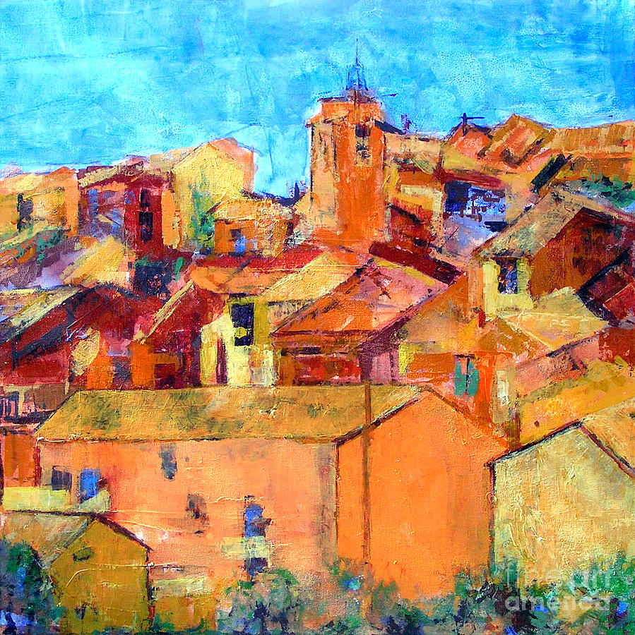 899x900 Roussillon Rooftops Provence Painting By Jackie Sherwood - Sherwood Painting