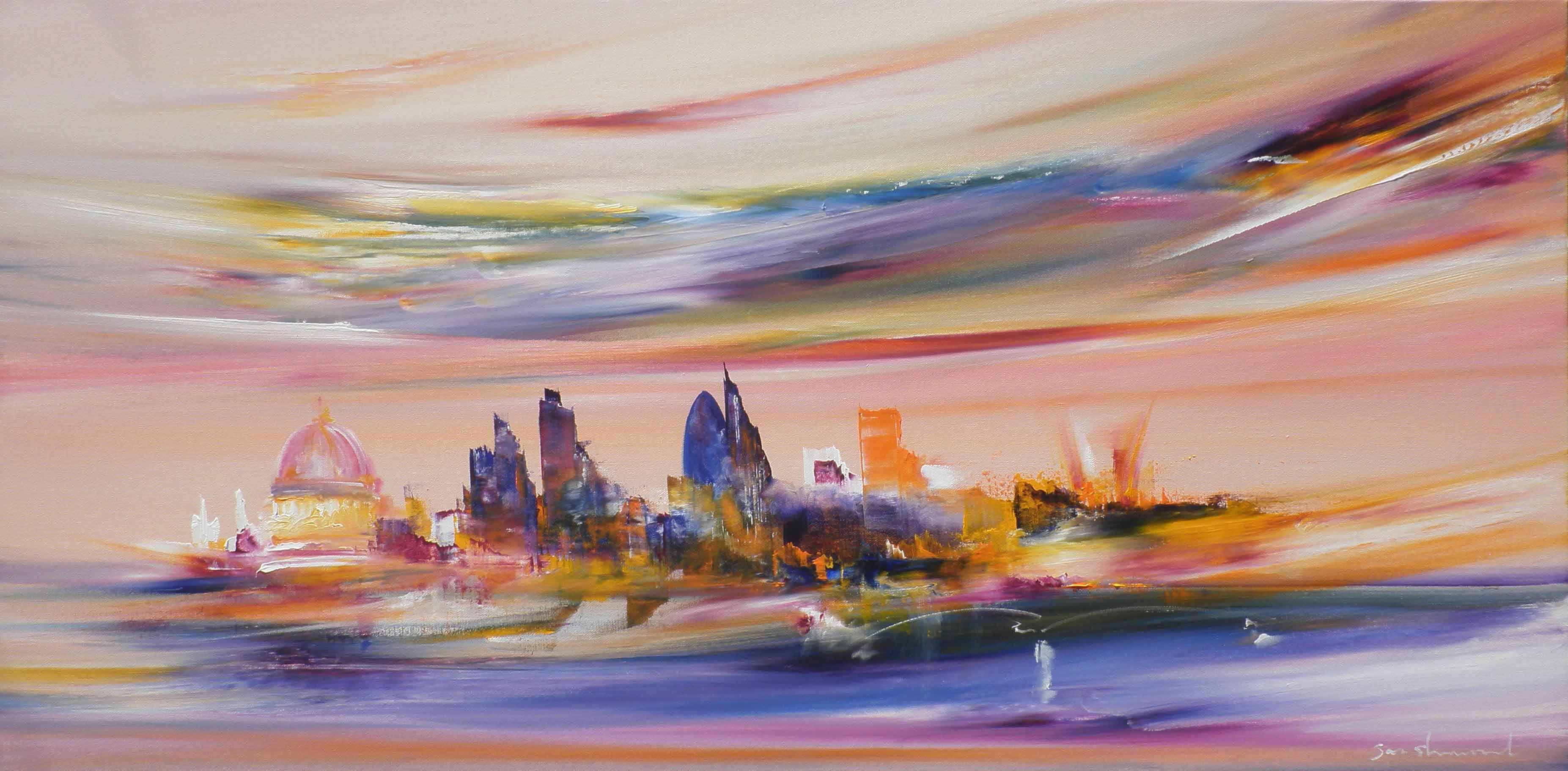 3707x1822 Cityscape Painting Of London Bringing The Rainbow Down To Earth - Sherwood Painting