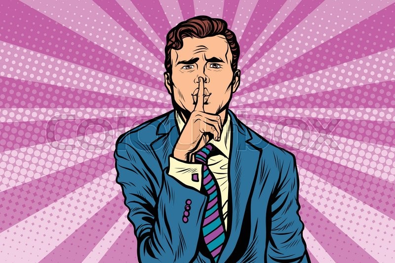 800x533 Retro Man Making Silence Gesture Shhh. Pop Art Vector, Realistic - Shh Painting