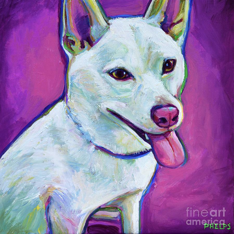 900x900 White Shiba Inu Painting By Robert Phelps - Shiba Inu Painting