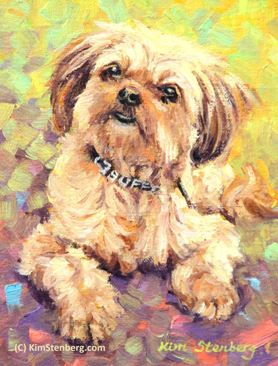 570x750 Shih Tzu Custom Pet Dog Portrait Oil Commission Painting - Shih Tzu Painting