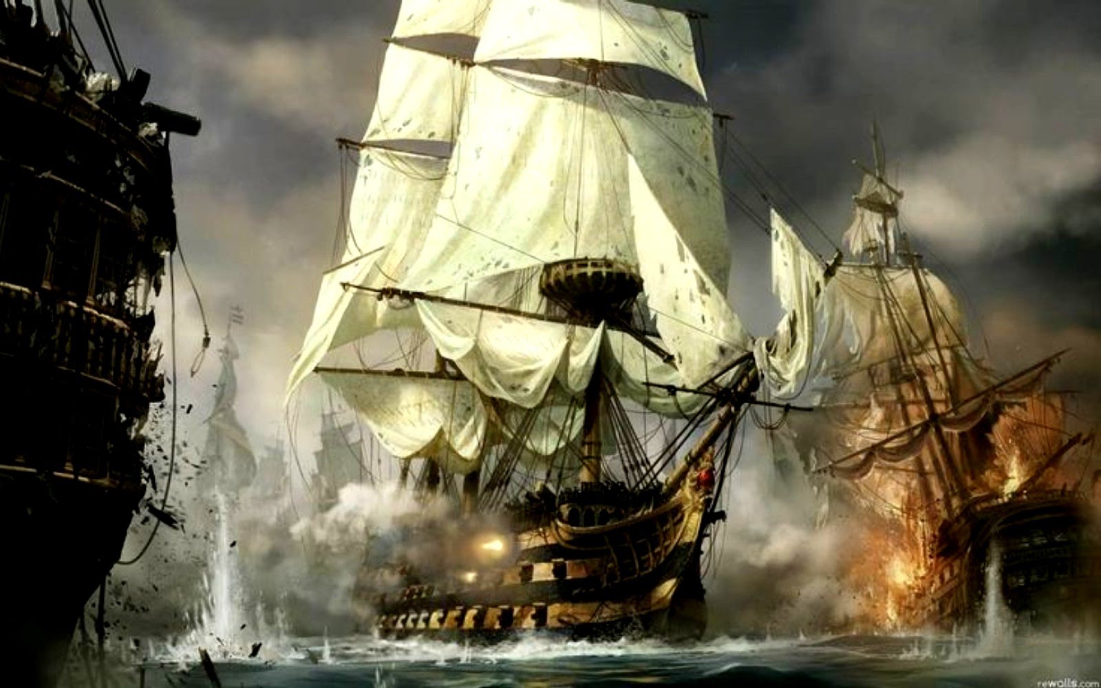 Ship Battle Painting at PaintingValley.com | Explore collection of Ship ...