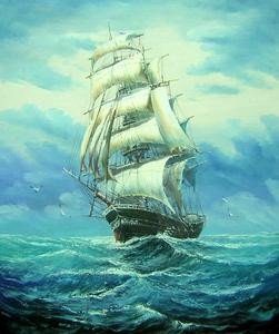 251x300 Oil Painting, Canvas Art, Canvas Painting, Seascape Painting, Big - Ship Canvas Painting