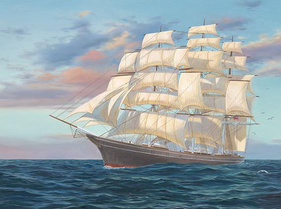 570x423 Sailboat Wall Decor, Ship Canvas Art, Large Sailboat Painting - Ship Canvas Painting