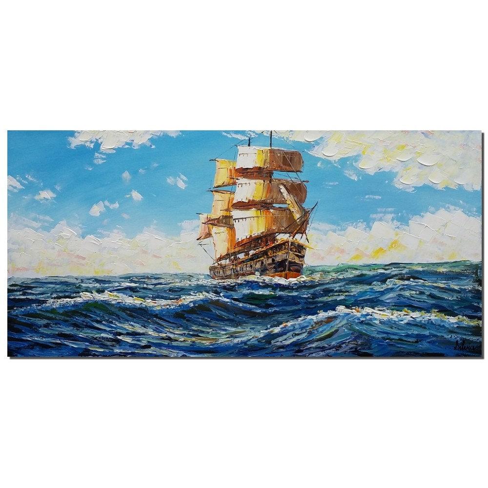 1000x1000 Ship Painting, Large Canvas Painting, Canvas Artwork, Seascape Art - Ship Canvas Painting