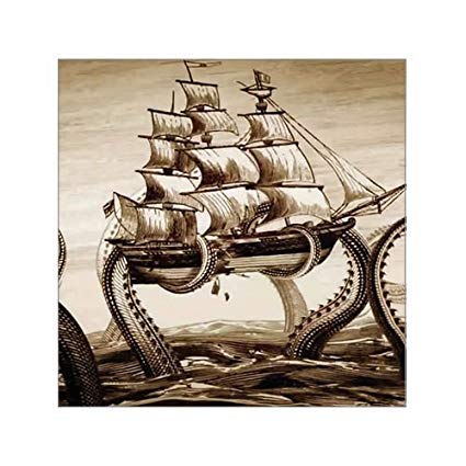 425x425 Beautiful Modern Art Painting Octopus Pirate Ship - Ship Canvas Painting