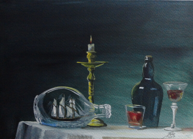 800x577 Ship In A Bottle - Ship In A Bottle Painting