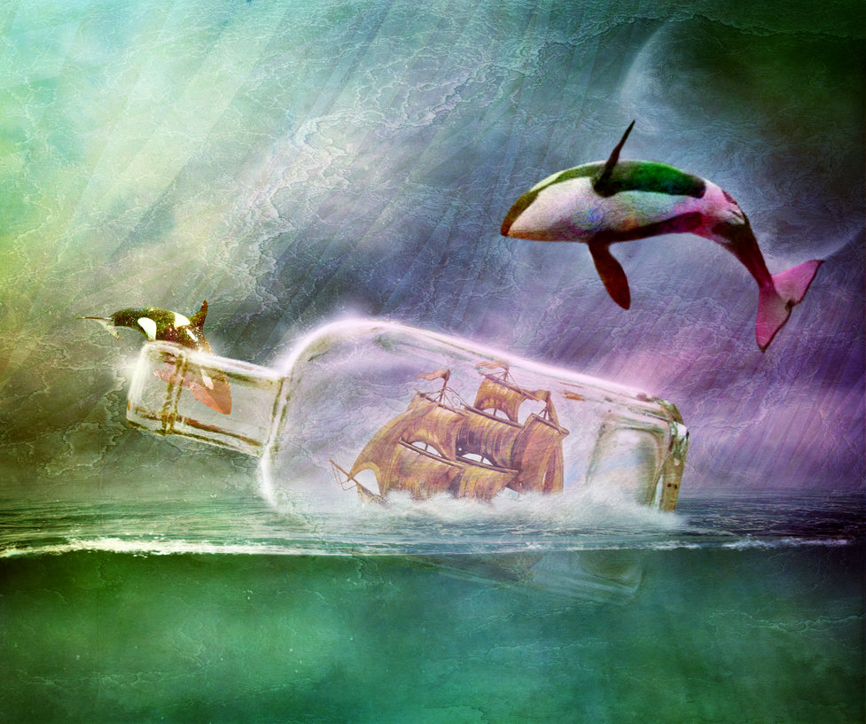 977x817 Ship In A Bottle By Ghostsanddecay - Ship In A Bottle Painting