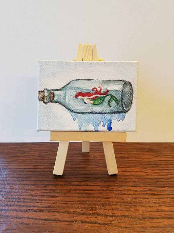 570x760 Ariel Painting. Mermaid Painting. Ship In A Bottle Style - Ship In A Bottle Painting