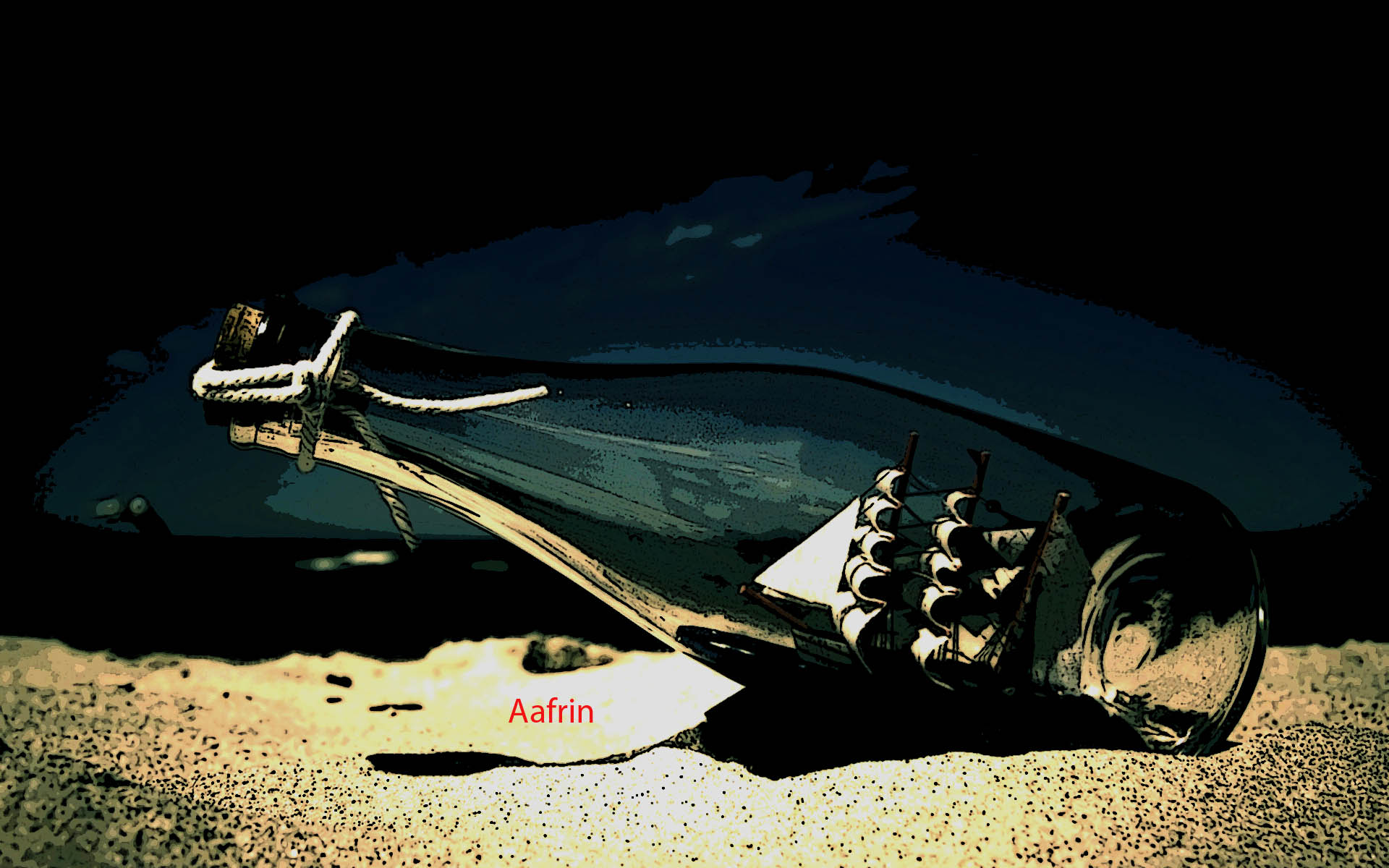 1920x1200 Digital Painting Of A Ship In A Bottle - Ship In A Bottle Painting