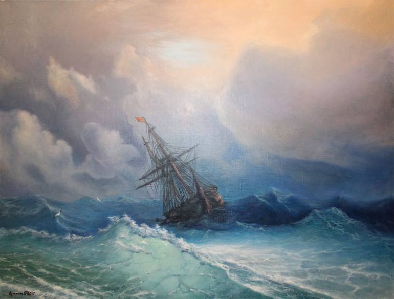 Ship In Storm Painting At Paintingvalley Com Explore