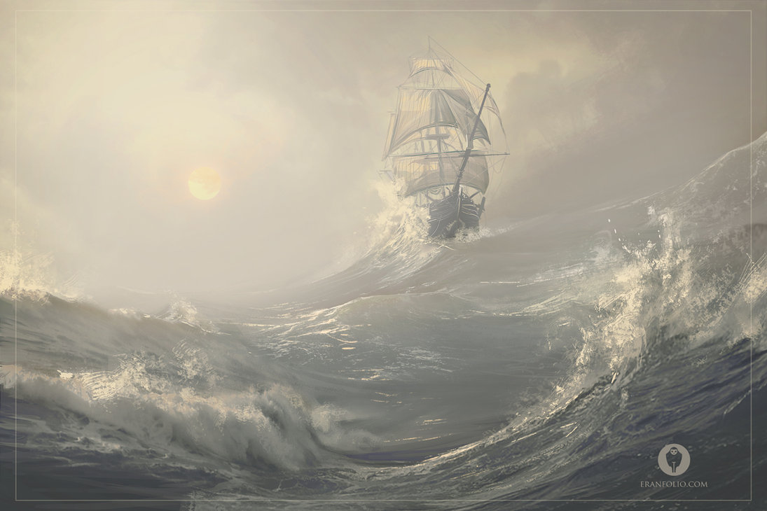 1095x730 After The Storm By Eranfowler - Ship In Storm Painting