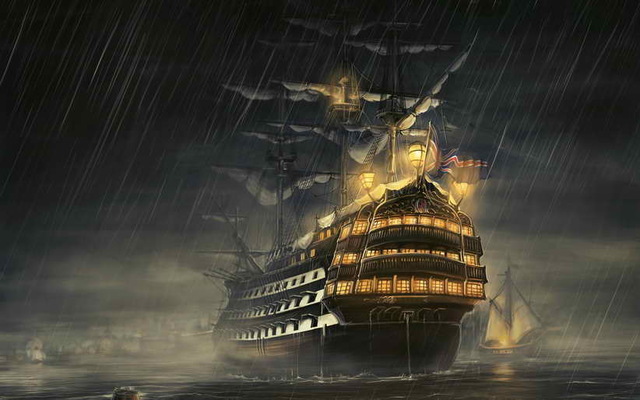 640x400 Hd Printed Modern Art Wall Decor Ship In Storm Seaview Oil - Ship In Storm Painting