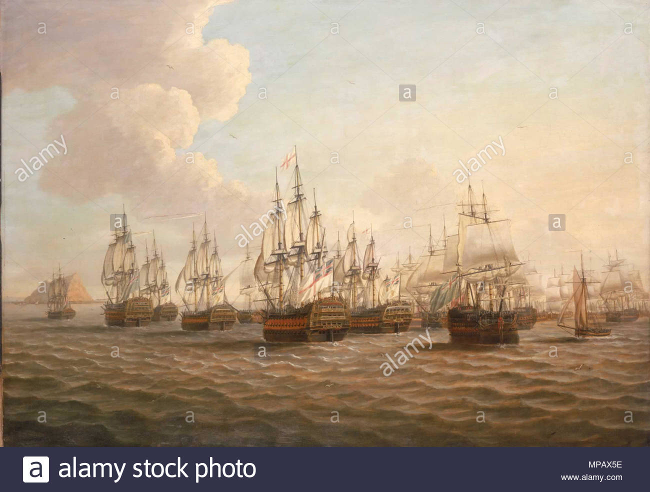 1300x984 English Rodney's Fleet Taking In Prizes After The Moonlight - Ship Of The Line Painting