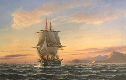425x269 Real Hand Painted Seascape Ship Big Sail Boat On Ocean - Ship Of The Line Painting