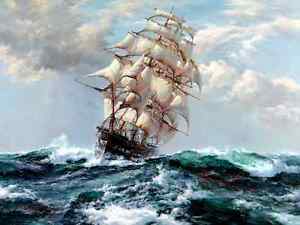 300x225 Art Print Sea Voyage Ship Oil Painting Picture Printed On Canvas - Ship Oil Painting