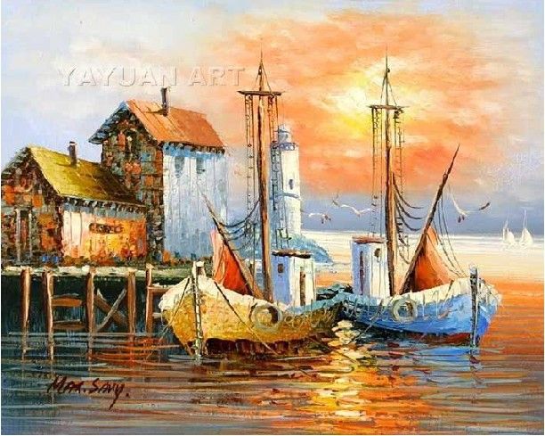 612x489 Ship Art , Drop Ship Oil Painting, Boat, Yayuan Wholesale - Ship Oil Painting