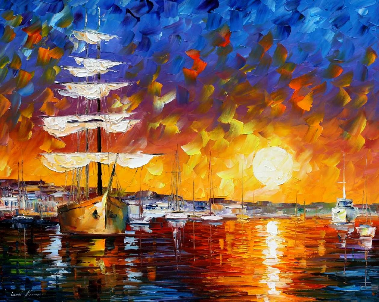 1259x1003 Leonid Afremov, Oil On Canvas, Palette Knife, Buy Original - Ship Oil Painting Artists