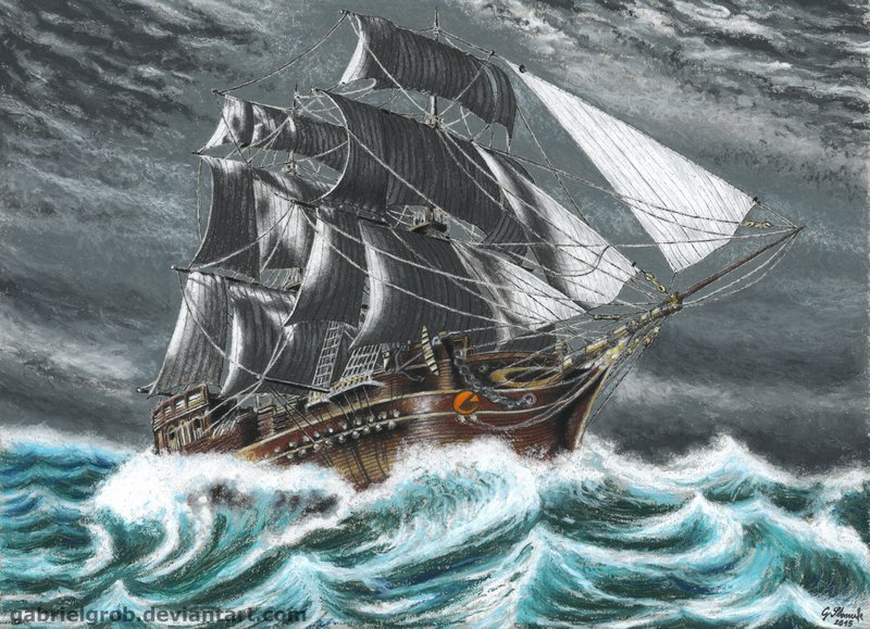 800x579 Ship In Stormy Sea By Gabrielgrob - Ship On A Stormy Sea Painting