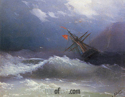 400x311 Ship In A Stormy Sea Aivazovsky Painting Reproduction 5777 - Ship On A Stormy Sea Painting