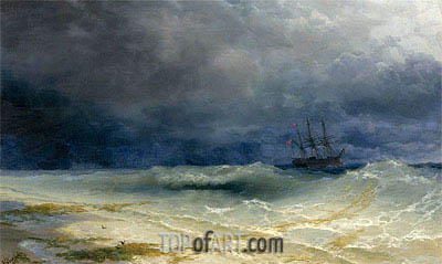 400x239 Ship In A Stormy Sea Off The Coast Aivazovsky Painting - Ship On A Stormy Sea Painting