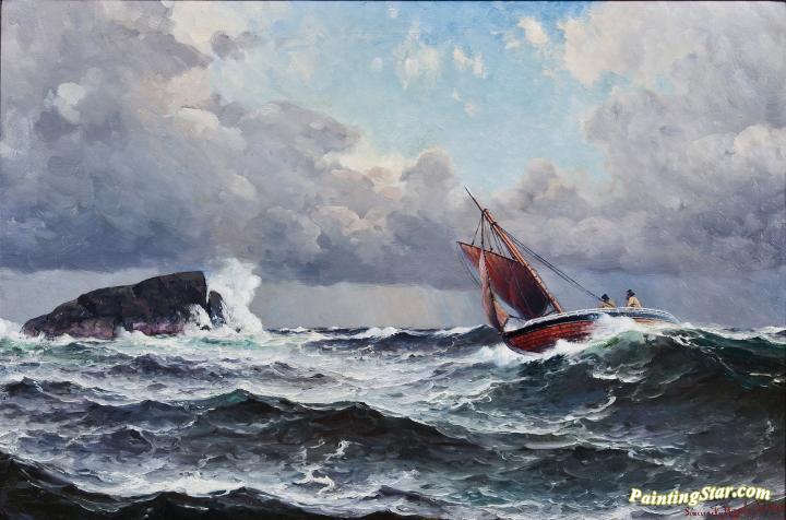 720x476 Boat In Stormy Seas Artwork By Lauritz Haaland Oil Painting Amp Art - Ship On A Stormy Sea Painting