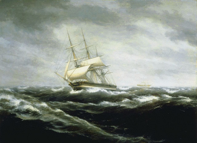 641x465 Filepacket Ship In A Stormy Sea Thomas Birch.jpg - Ship On A Stormy Sea Painting