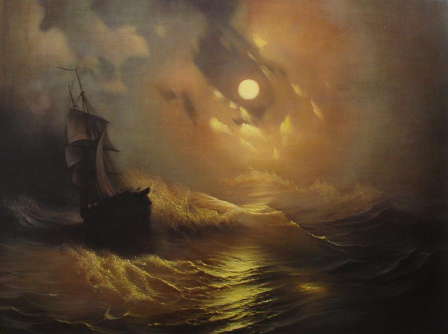 900x671 Ship At Sea Painting By Rembrandt - Ship On Sea Painting