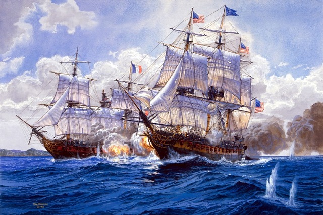 640x427 Art Fleet Painting High Sea 039 S Diplomacy Ships Sea Battle - Ship On Sea Painting