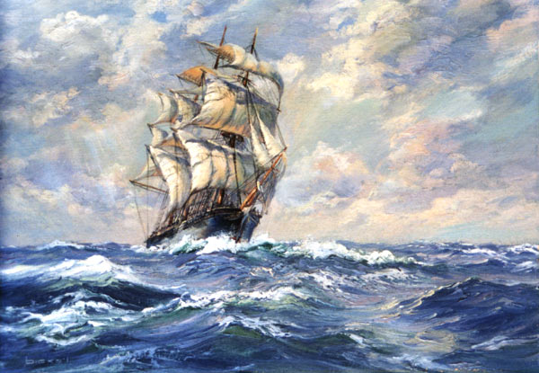 600x415 Marine Art, Marine Paintings, Maritime Painting, Maritime Art - Ship On Sea Painting
