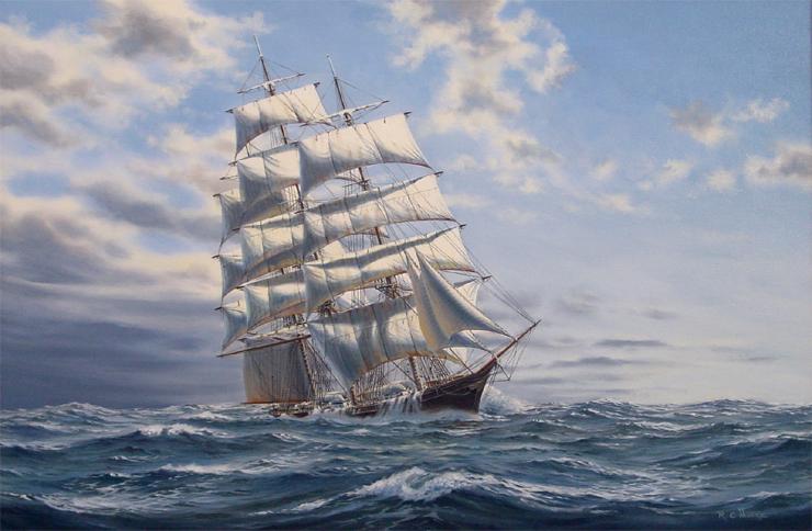 740x484 Artistic Marine Amp Ship Paintings Of Richard Moore - Ship On Sea Painting