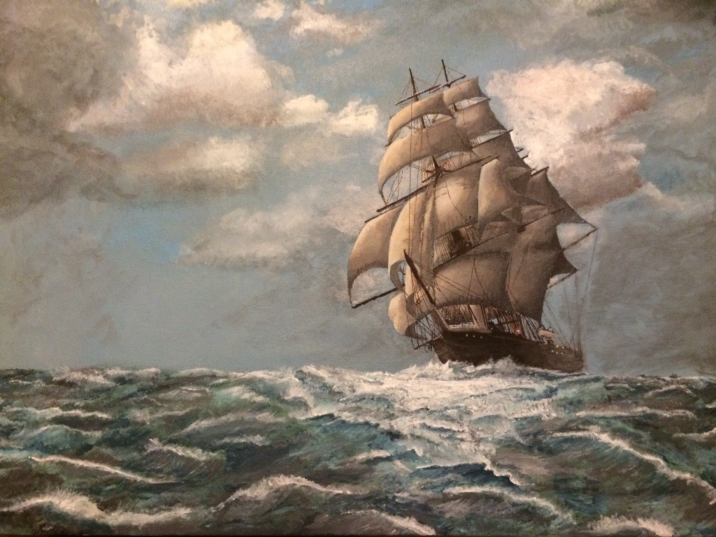 1024x768 My Interpretation Of Another Ship Painting, Acrylic On Canvas - Ship Painting