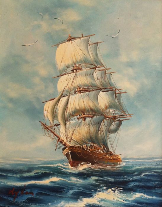 547x700 Painting Of A Clipper Ship Siglo - Ship Painting