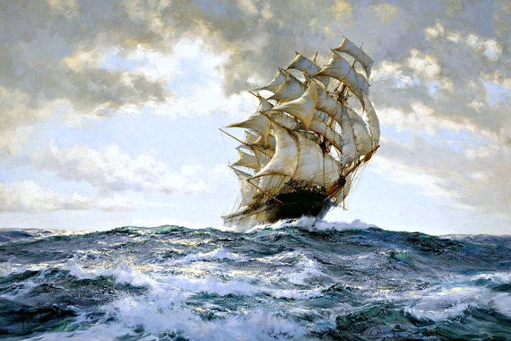570x380 The Proud Ship Painting By Montague Dawson Art Reproduction - Ship Painting