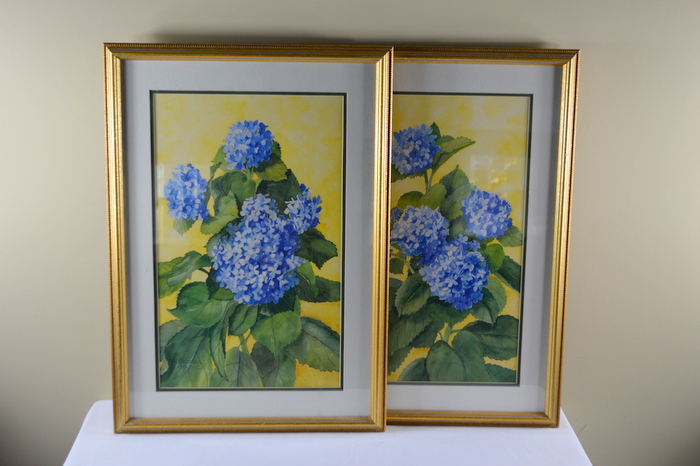 700x466 Two Matted And Framed Bright And Beautiful Hydrangea Prints By - Shipman Painting