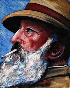 239x300 Oil Painting Portraits Old Man With Hat And Big Beard Smoking Free - Shipping Painting Cost