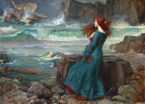 300x215 Waterhouse Woman Amp Shipwreck Painting Large 12 X 16.6 Real - Shipwreck Painting
