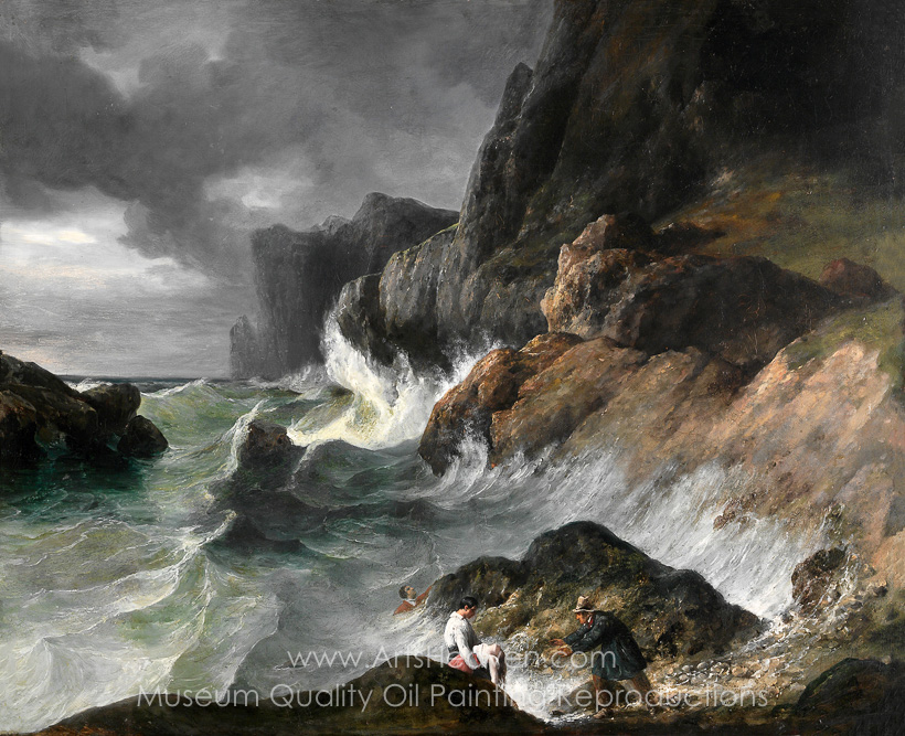 820x667 Reproduction Painting French Painter Stormy Coast Scenefter - Shipwreck Painting