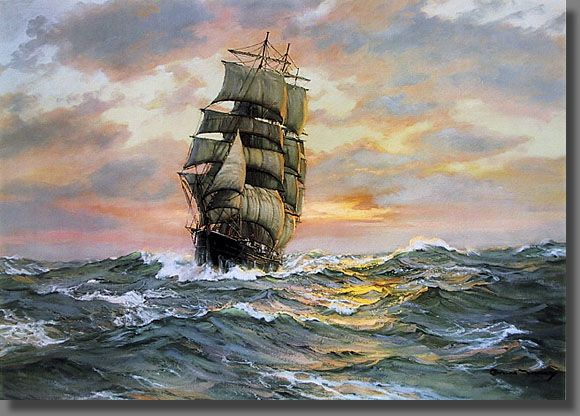 580x416 Famous Sailing Ship Paintings The Clipper Ship Blue Jacket - Shipwreck Painting Famous